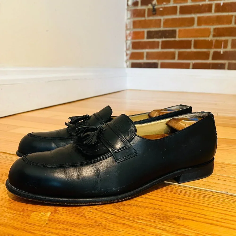 Calzoleria Toscana Shoes Mens Leather Slip On Tassel Penny Loafers Shoes 11.5
